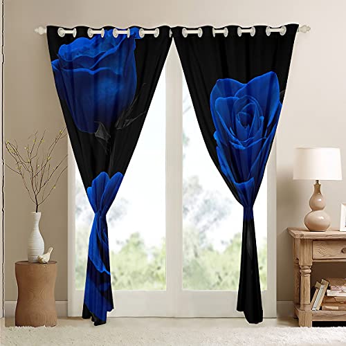 Cortinas de janela rosa 3D para decoração de quarto e sala de estar, cortinas de buquê de rosas flor