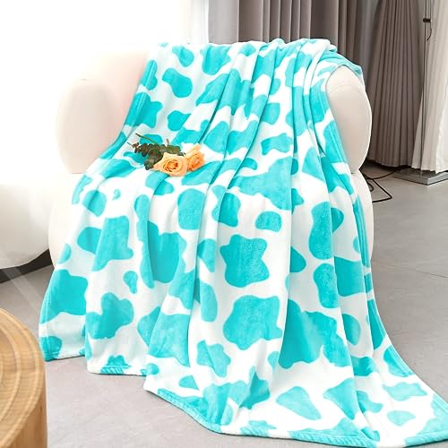 Image of Blue Throw Blanket for Kids, Cute Soft Small Cyan Fleece Blankets for Indoor & Outdoor, Sky Blue Room Decor for Teens Girls Boys Women