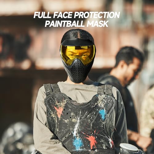 Image of Xaegistac Paintball Mask-Intergrated Sun Visor Airsoft Mask | Airsoft Mask with Wide Field of View, Anti Fog, Adjustable Headband for Paintball, Airsoft