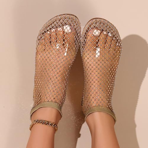 Rhinestone Shoes for Women Ultra Comfortable Shiny Gem Mesh Flats, Shiny Gem Mesh Flats, Casual Elasticity Slip On Mesh Flat Shoes for Women3