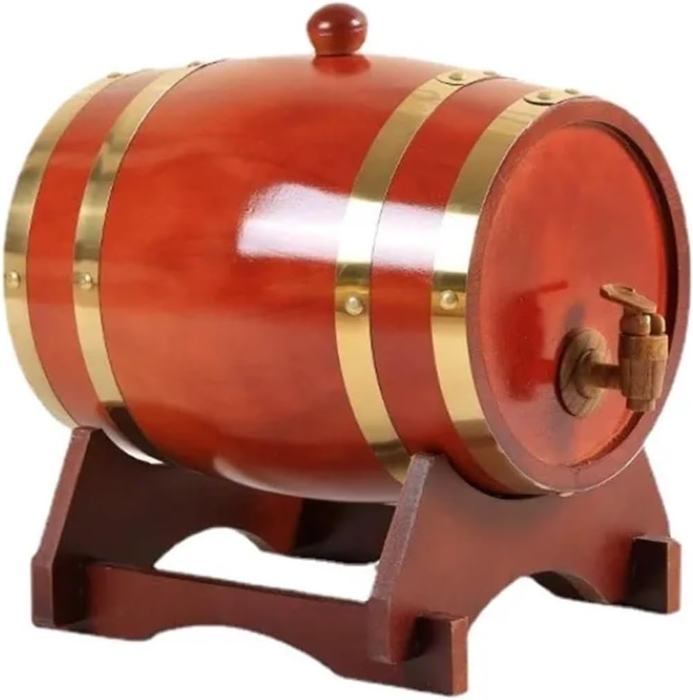 Oak Barrel Household Wooden Red Wine Barrel Inner Tank Wine Barrel Barbecue Draft Beer Barrel Wine Storage Wooden Barrel(Rose Red)