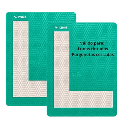 Pegatina L Novel Homologada DGT 18x13,5 cm – Adhesivo Exterior para Cristales Tintados – Alta Visibilidad – 2 UNIDADES - SANGOMOTOR (2 Unidades)