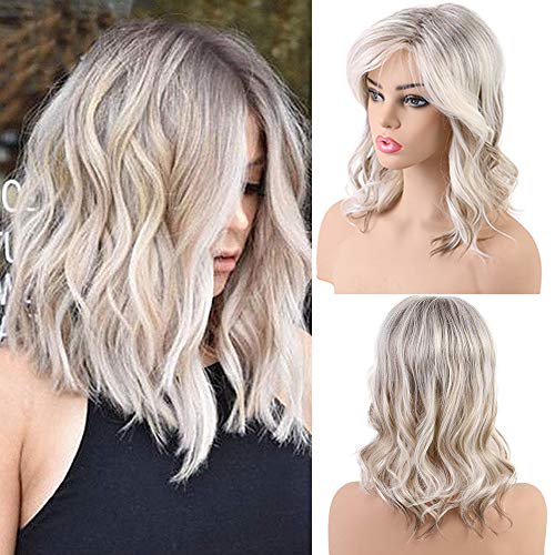 Emmor Long Blonde Human Hair Wigs for Women ,Natural Hair Blend With Healthy Kanekalon Fiber Curly Wig With Highlight , Daily Use /Lightweight/ Breathable