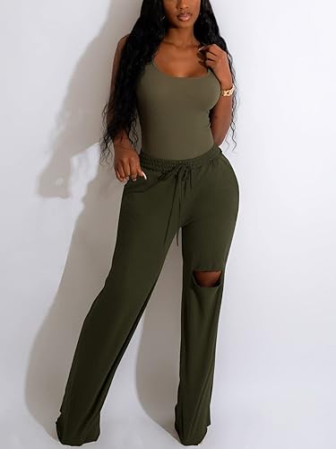 Miniatura 2 de Nimsruc Two Piece Outfits For Women Casual Sleeveless Sweat Suits