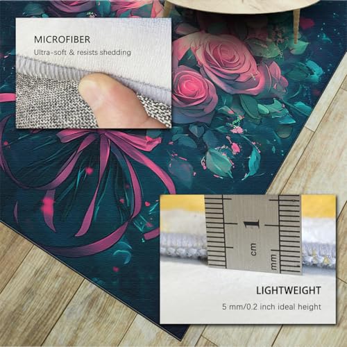 Tapis antidérapant Saint Valentin à poil bas facile à nettoyer salon