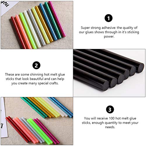 Cabilock 100 unidades de bastões de cola quente com glitter, adesivos Hot Melt para trabalhos manuai