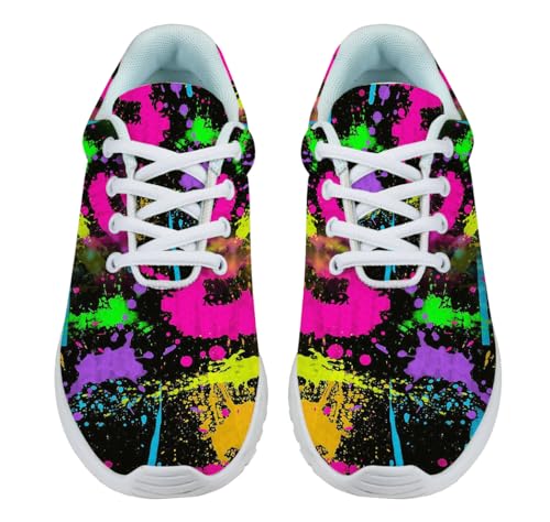 Neon Splatters with Paint Shoes for Women Men Trail Running Casual Fashion Sneakers Slip-on Tennis Shoes2