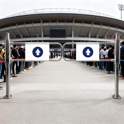 Automatic Closing Swing Gate for Pedestrian Access Control, 1-Way Metal Entrance Door, 180cm (70.8in), Safety Gate for Market Entry, Durable & Secure Design