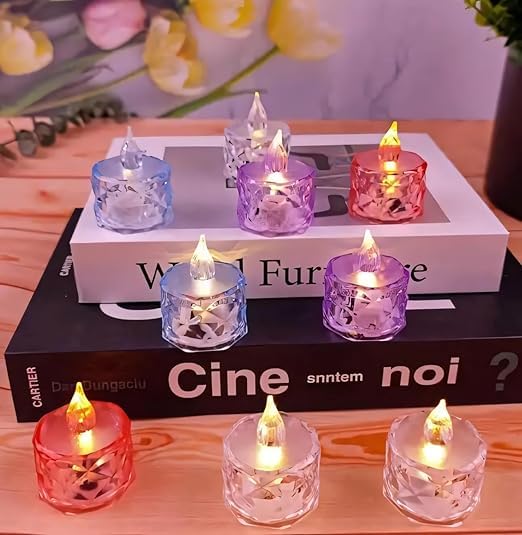 Battery-Operated Acrylic LED Tea Lights – Flameless & Smokeless Diyas – Warm for Diwali, Festive Weddings, Party & Christmas Decoration (2, 5)-image-47