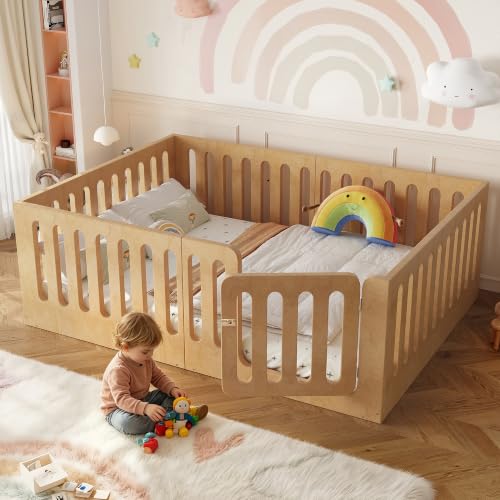 Image of Bellemave Full Montessori Floor Bed Frame,Natural