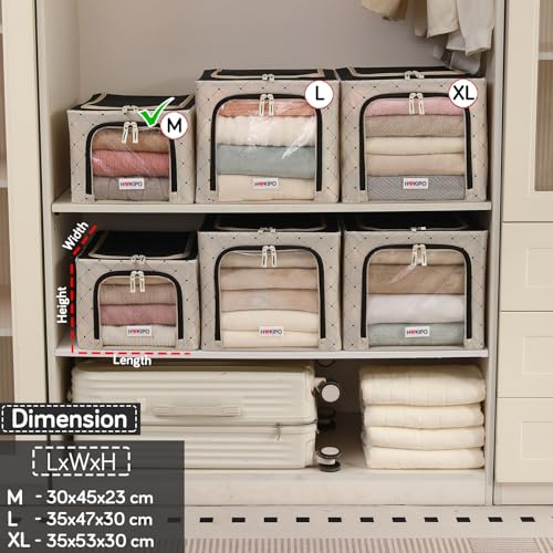 Image of HOKIPO 600D Oxford Fabric Cloth Organizer for Storage, Ivory Noir - Medium Pack of 2 (AR-6488-BLK*2)