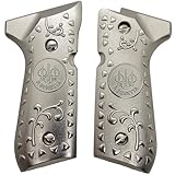 Nickel-Plated Grips Compatible with Beretta 92 – Premium Metal Grips with Embossed Logo and Floral Accents, Fits Beretta 92FS, M9, 92A1, and Compatible Models