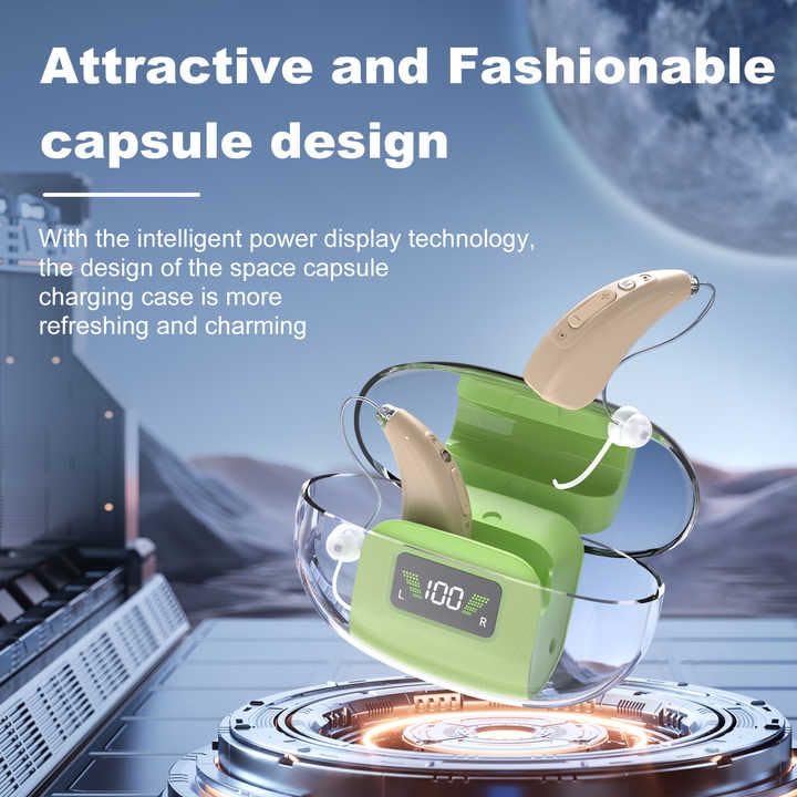 Image of Wireless Hearing AID Rechargeable Ear Hearing Machine for upto 65% Hearing Loss /Bionic Ear Sound Amplifier for Old Age BEIGE