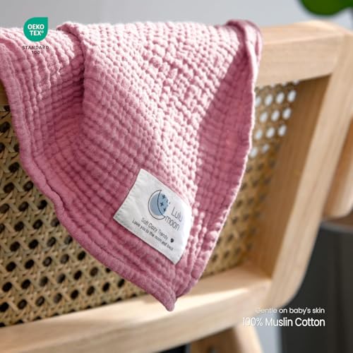 Image of lulumoon Muslin Swaddle Blanket Baby - Cotton Swaddling Blanket Soft Baby Receiving Blankets Neutral 3Pack(Pink+Purple)