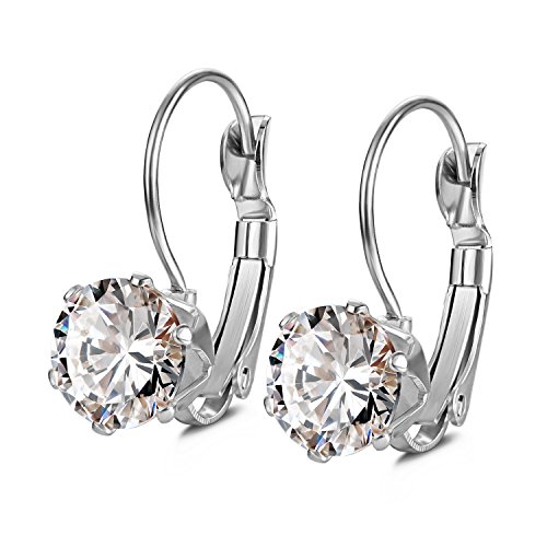 Boucles d'oreilles acier inoxydable cubic zirconia CZ, hypoallergéniques