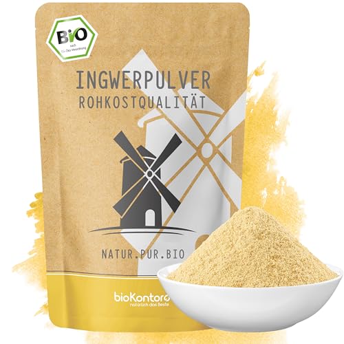bioKontor Bio Ingwerpulver 250g fein gemahlen Ingwer Pulver aromatisch scharf Ingwer gemahlen Ingwerwurzel Pulver vielseitig verwendbar ROHKOSTQUALITÄT