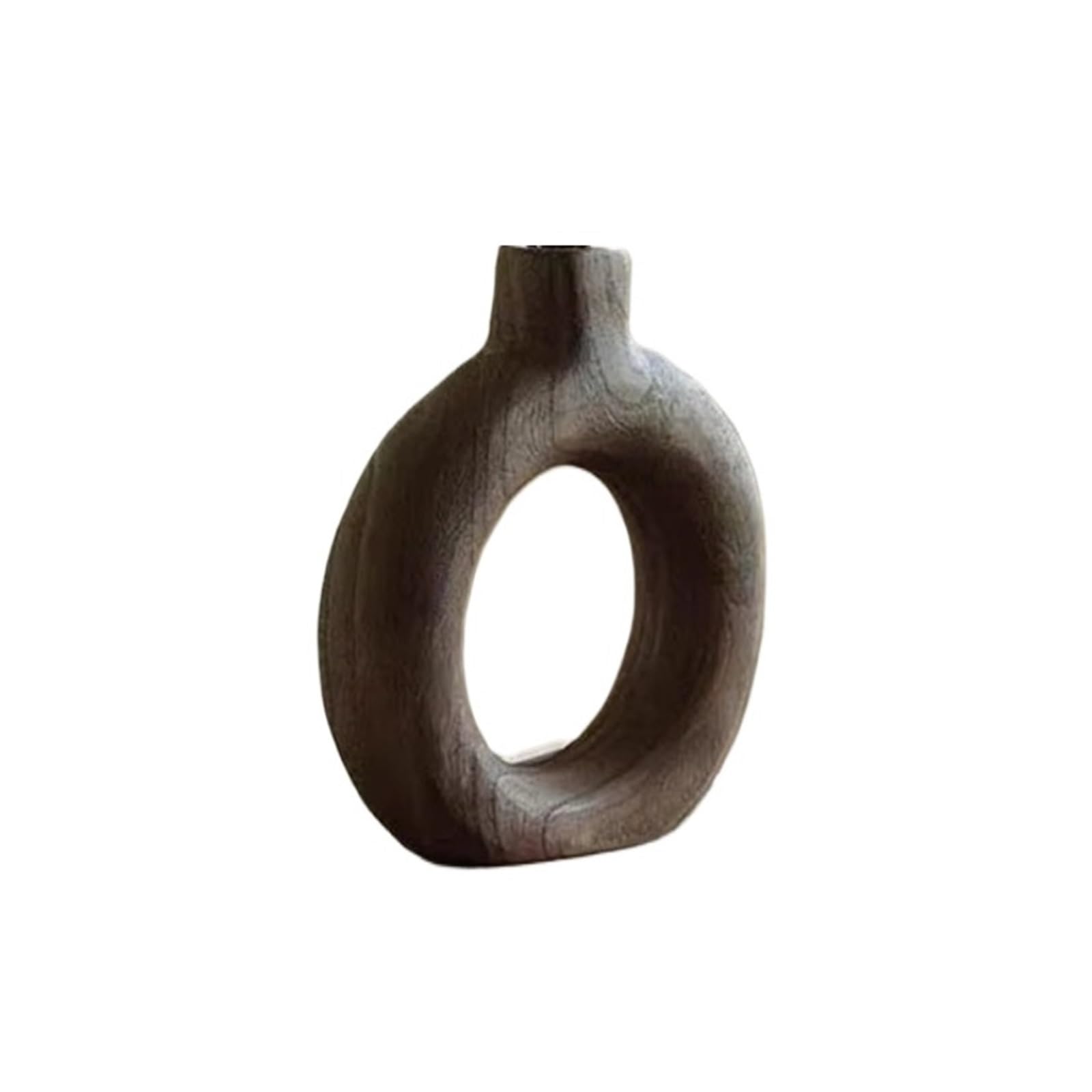 Jarrón De Madera Jarrón nórdico Antiguo Circular de Madera Maciza