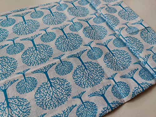 Image of Floral Printed Cotton Fabric Cloth Hand Block Print Fabric Women Material Running Jaipuri Hand Block Printed Women Dress Material Kurtis Natural 44 inch Inches Width 2.5 Meter (Pattern 28)