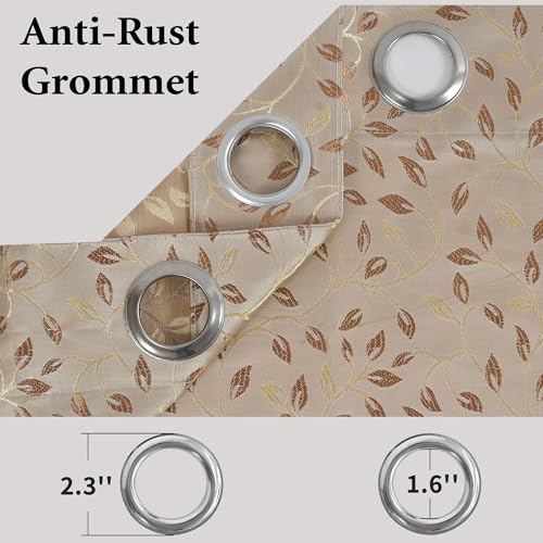 Image of FRESH FROM LOOM Window Floral Blackout Curtains 5 Feet Long,High Tenacity Yarn Polyester Grommet Weaved Premium Screens for Home Office,Prada for Living Room Bedroom,Hypoallergenic(Set of 3,Beige)