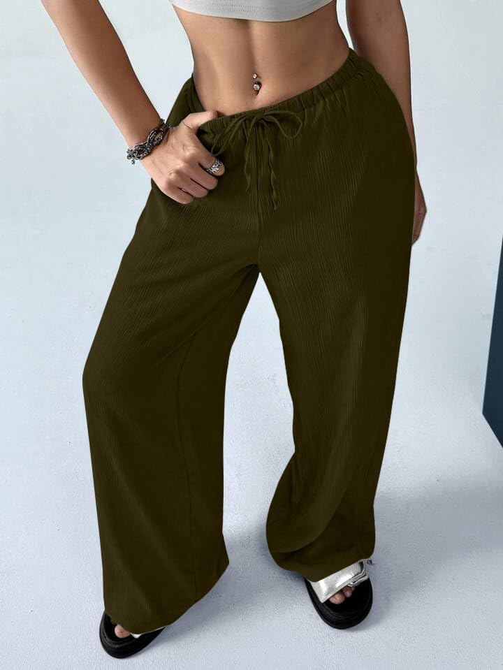 Image of GRECIILOOKS High Waist Trousers for Women - Flared Korean Style Formal Pants | Elegant Workwear for Office, College & Events (Available in Plus Size)