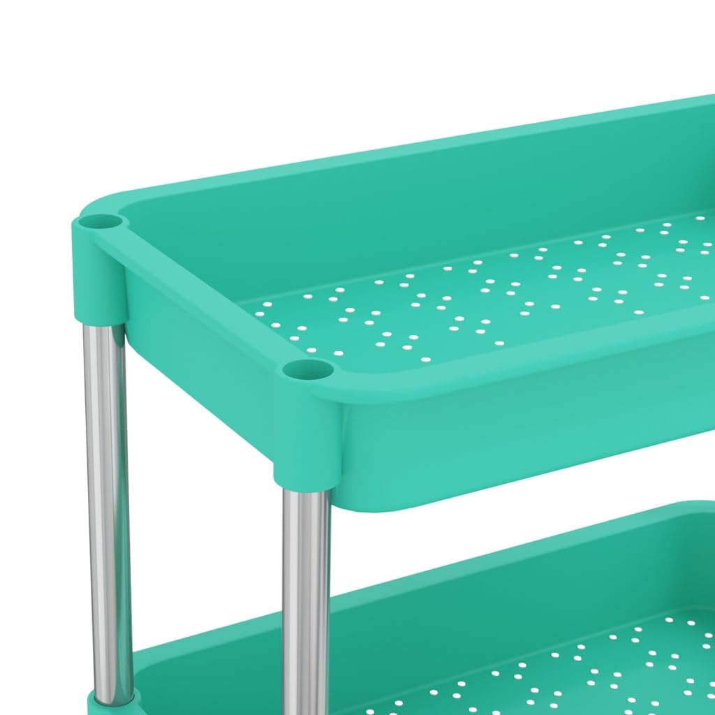 Küchenwagen 5 Etagen Türkis 42x29x128 cm Eisen ABS Allzweckwagen Organizer mit 4 Rollen und herausnehmbaren Körben für Küche Bad Büro Haushalt