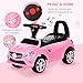 Aosom Kids Ride On Push Car, Foot-to-Floor Walking Sliding Toy Car for Toddler with Working Horn, Music, Headlights and Storage, Pink
