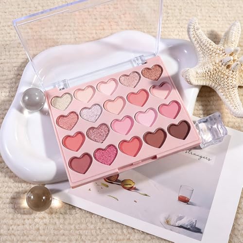 Image of SUAKE Nude Pink Eyeshadow Palette, Matte & Shimmer, High Pigmented 20 Colors Brown Purple Eye Shadow Primers for Eye Makeup, Korean Powder Palet de sombras de ojos (01)