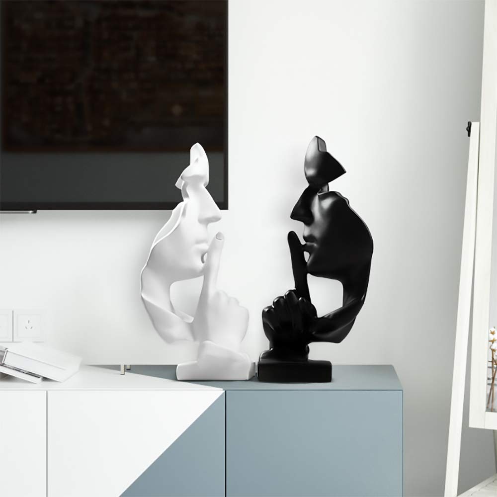 Scultura Decorativa 'Il Silenzio è Oro' - Statua Uomo In Resina 11x4x4 Pollici - Per Soggiorno O Ufficio - Foto 2