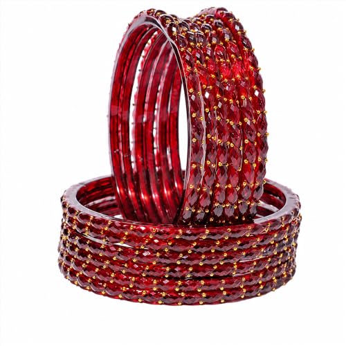 Image of Raindrop Crystal Glass Bangles, Pack of 12