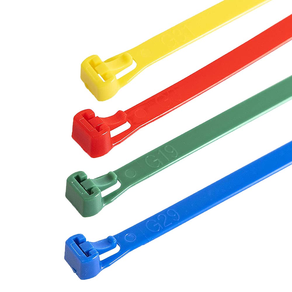 Sgc Red Releasable Reusable Colour Cable Ties Blue Green Yellow 7.6Mm X 250Mm Cable Ties (25, )