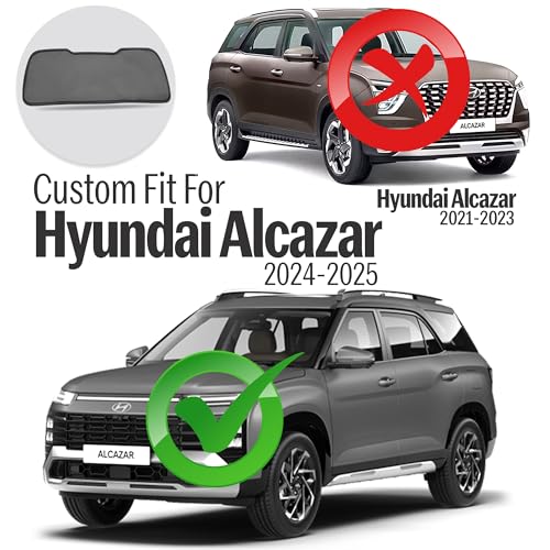 Image of Autofact Dicky Curtain for Alcazar 2022-2024 | Custom Fit Rear Windshield Sunshade | Foldable Mesh | Privacy & Cooling Car Accessory | Car Rear Sun Shade UV Block Easy Install Durable Black Mesh