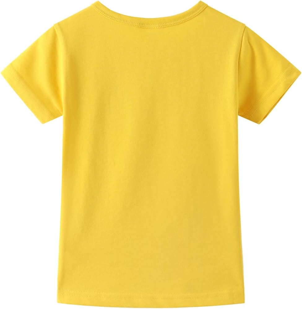 Noomelfish Girls Short Sleeve Heart Pocket T-Shirts Casual Cotton Tee Tops Blouse (5-12 Years)