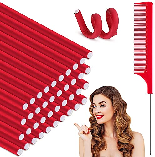 Papilotten Lockenwickler, EEVYT 45 Stück Manuelle Lockenwickler Curler Set Natürliche Curler Roller Nacht Nacht für Große und kleine Locken Cover