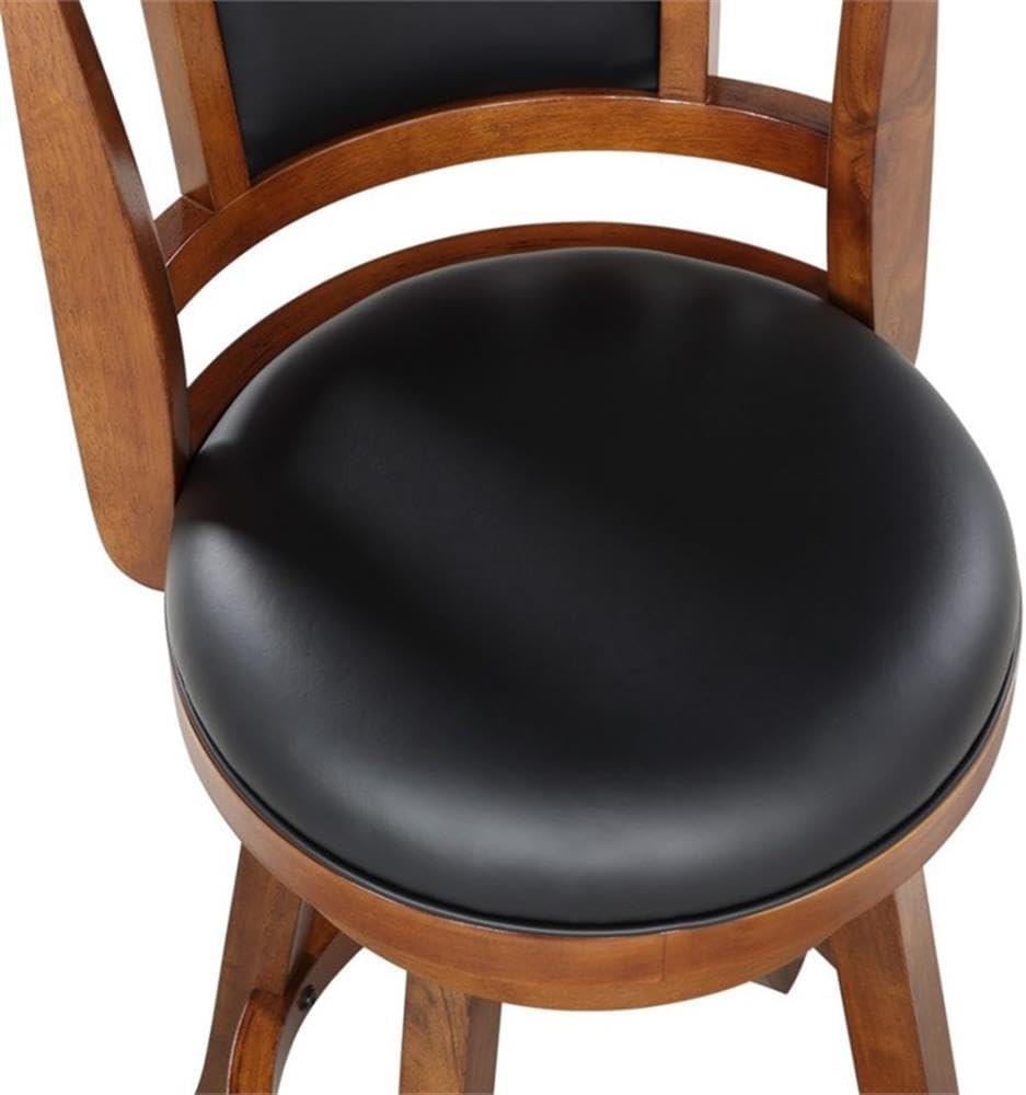 Walnut Swivel High Back Leather Counter Stool