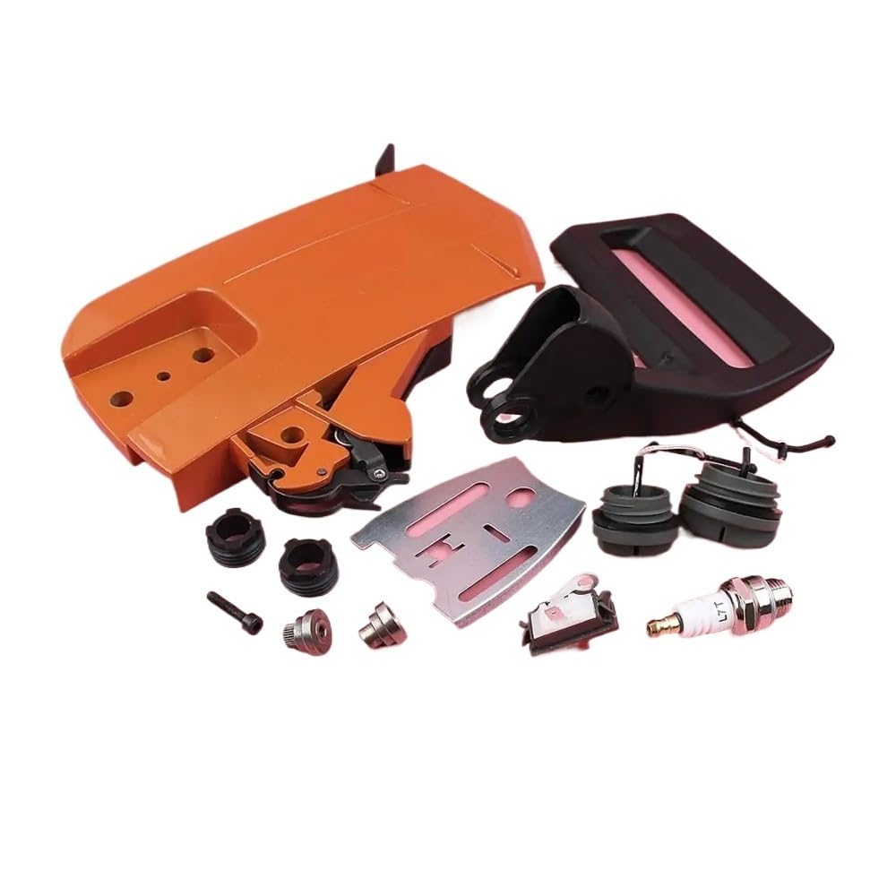 Adecuado for motosierra HuS 266, 268, 272, 61 y 66. Kit de placa de palanca de cubierta de embrague lateral de freno con tapa de aceite, engranaje helicoidal 5037366-01.