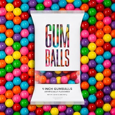 Candy Envy - Assorted 1 Inch Gumballs - 2lb Bag - Approximately 113 Gumballs Per Bag - North American Made & Kosher Certified - Gumballs for Gumball Machine - Gumball Refills Cover