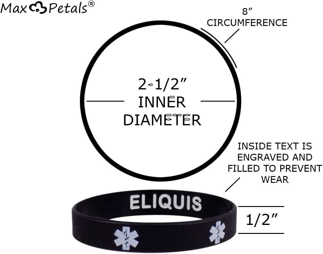 ELIQUIS Discreet Medical Alert ID Silicone Bracelets 5 Pack - Image 2