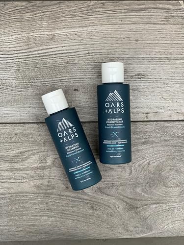 Oars + Alps Hair and Body Travel Kit for Men, Includes Sulfate Free Shampoo, Conditioner, Body Wash, Deodorant, and Reusable Pouch, TSA Friendly, Fresh Ocean Splash Scent