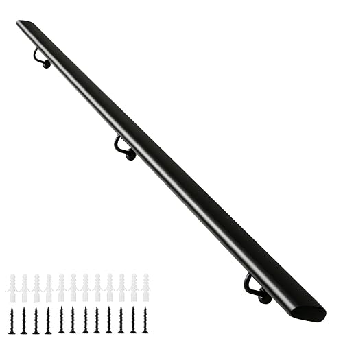 1ft - 20ft Black Metal Stair Handrail Brackets | Durable