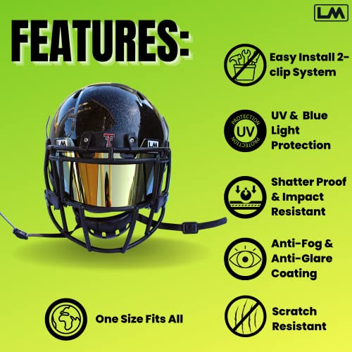 Loudmouth Football Visor - Universal Fit Youth & Adult Football Helmet Visor (Gold) #TOP2