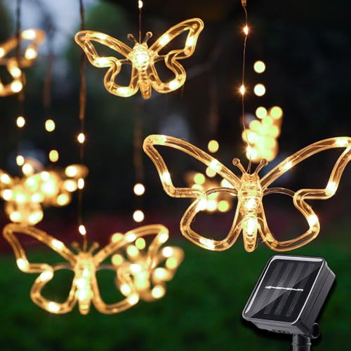 Guirlande solaire extérieure papillon étanche IP65 avec 8 modes d'éclairage LED