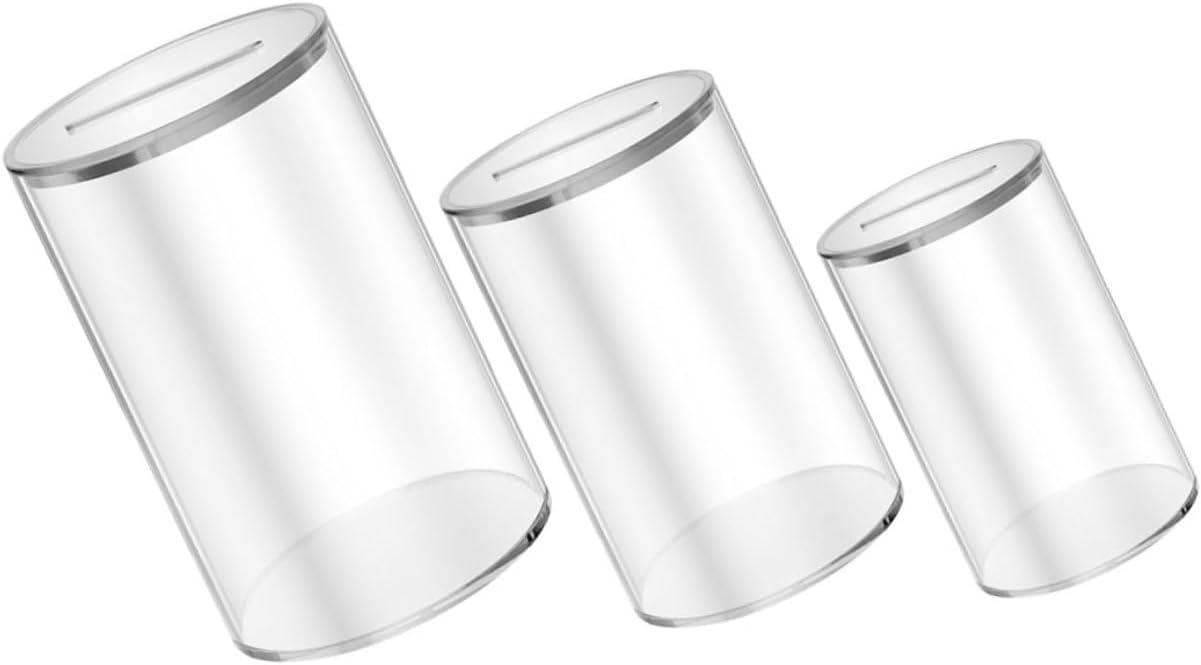 3Pcs Acrylic Coin Bank Money Saving Box for Home Office Piggy Bank for Adults Teens Fun Desktop Accessory for Savings Decor