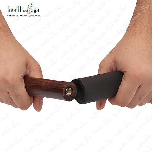 Miniatura 2 de HealthAndYoga StretchNHeal - Palo de pranayama de madera multiusos con funda acolchada cómoda, abridor de pulmón para una respiración más completa,
