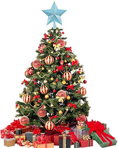 YQing 25.4cm Puntale Albero Natale Glitterato