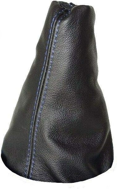 Shift Boot Compatible with Ford Fiesta MK5 Leather Blue Stitching