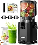 ECOSELF Cold Press Juicer with 3 Filters (For Juice/Sorbet/Nut Milk), Juicer Machines With 6.0' Wide Mouth Hopper, Self Feeding & Hands-Free Design, Juicer for Family Gathering Party, With Pusher