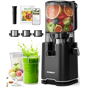Cold Press Juicer with 3 Filters (For Juice/Sorbet/Nut Milk), Juicer Machines With 6.0″ Wide Mouth Hopper, Self Feeding & Hands-Free Design, Juicer for Family Gathering Party, With Pusher