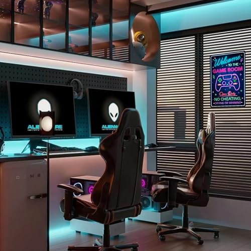 Funny-Rinted-Neon-Gaming-Metal-Poster-for-Gaming-Room-Wall-Door-Decor-Gift-for-Teen-Boy-Boyfriend-Welcome-To-The-Game-Room-Sign-8-x-12-Inches