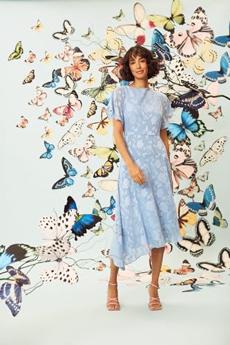 Image of Maggy London Women's Flutter Sleeve Burnout Midi Dress for Women | Semi Formal Dresses | Wedding Guest Dresses for Women