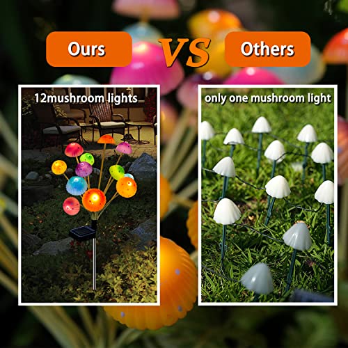 Morestar Solar Outdoor Lights Mushroom Garden Decor,2 Packs 24 Led Solar Mushroom Lights Waterproof,Solar Decorative Garden Stakes Lights,Gardening Gifts For Mom Yard Art Patio Lawn Ornaments Outside #TOP2